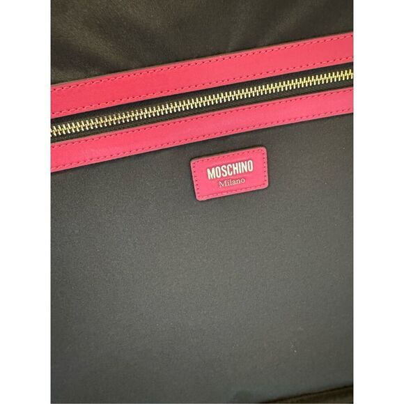 Moschino New All-Over Logo Nylon Trolley Case in Pink - Picture 13 of 16